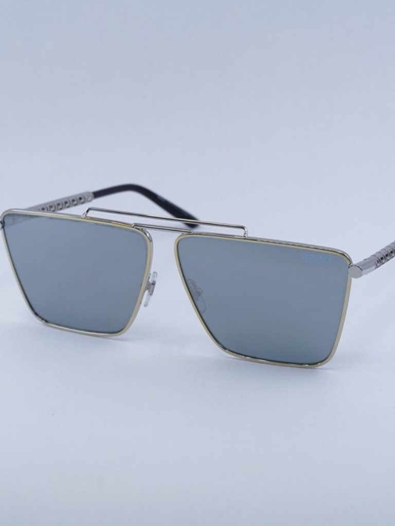 Versace Ve2266 15141u Sunglasses Gold/Silver Rectangle Frame